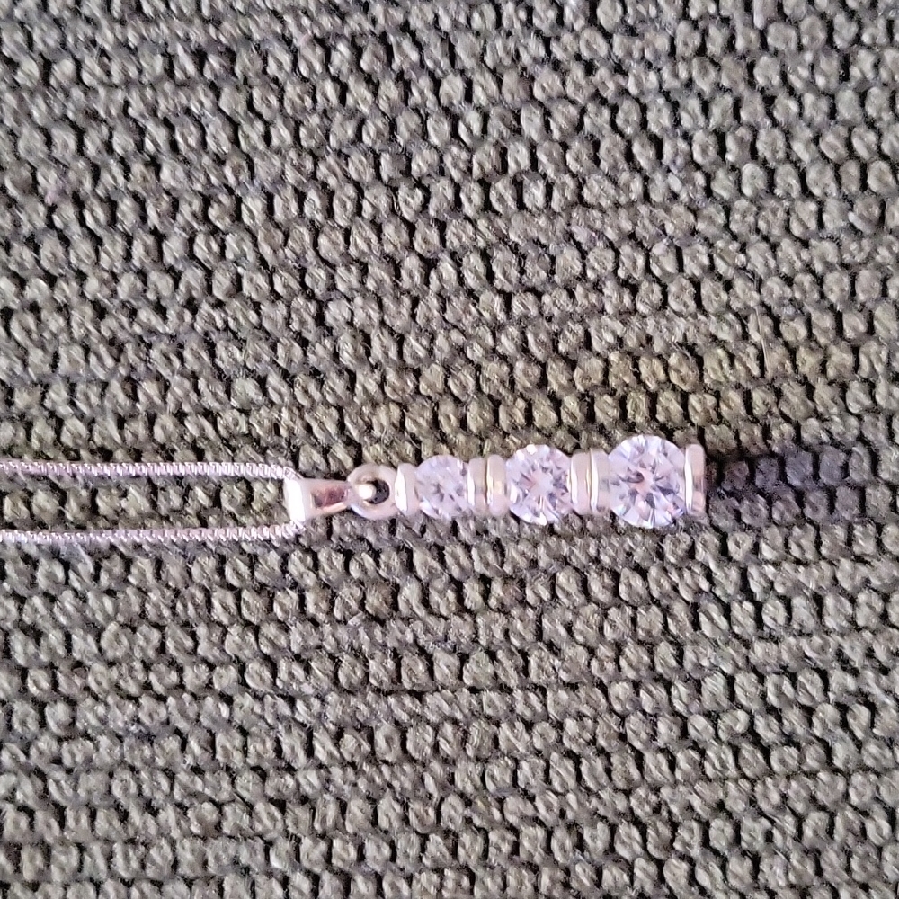 Sterling Silver 3 Tiered CZ Pendant